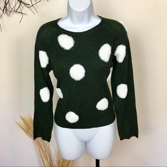 GREEN and white polka dot sweater. LUMIERE - Picture 1 of 8